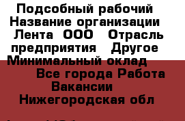 Подсобный рабочий › Название организации ­ Лента, ООО › Отрасль предприятия ­ Другое › Минимальный оклад ­ 22 500 - Все города Работа » Вакансии   . Нижегородская обл.